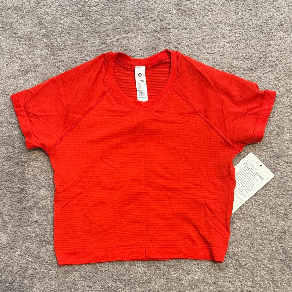 Lululemon Swiftly Tech Cropped Short Sleeve 2.0- Hot Heat